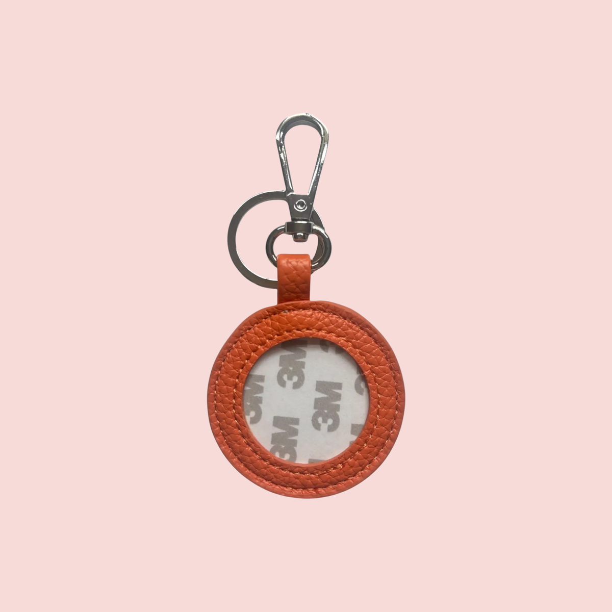 Tangerine Orange Pebbled Self Finishing Round Key Fob