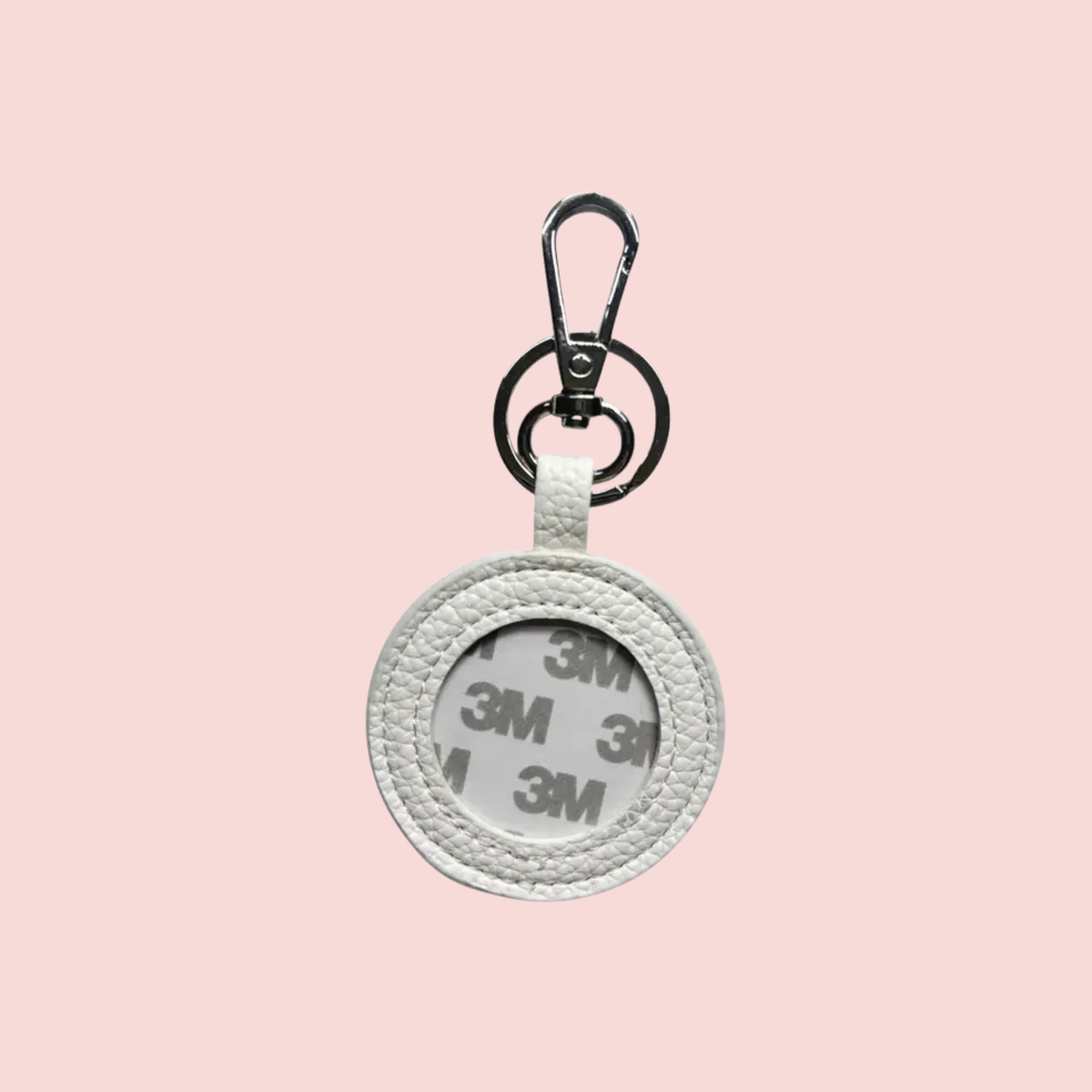 White Pebbled Self Finishing Round Key Fob
