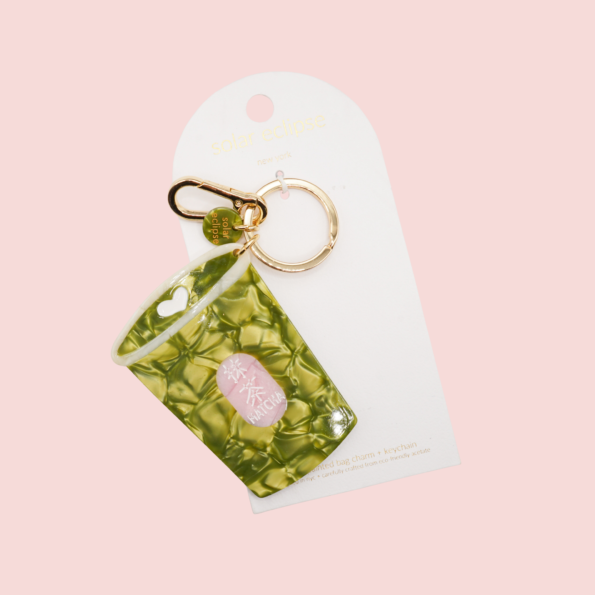 Hand-painted Matcha Bag Charm + Keychain