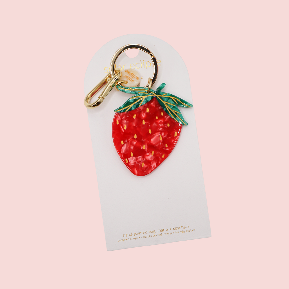 Hand-painted Strawberry Keychain | Eco-Friendly
