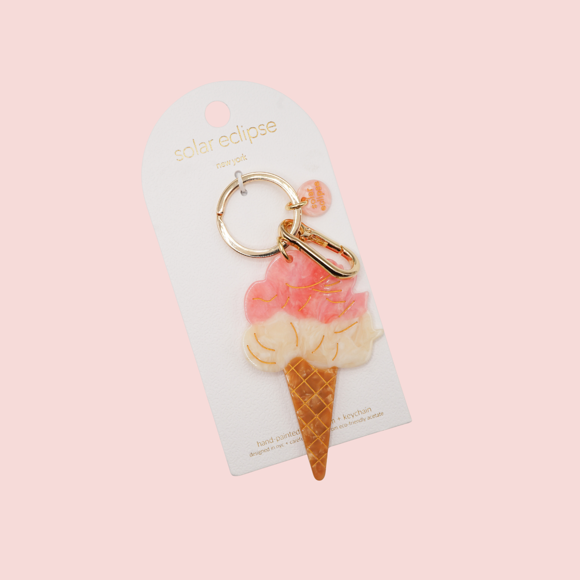 Hand-painted Gelato Bag Charm + Keychain | Eco-Friendly
