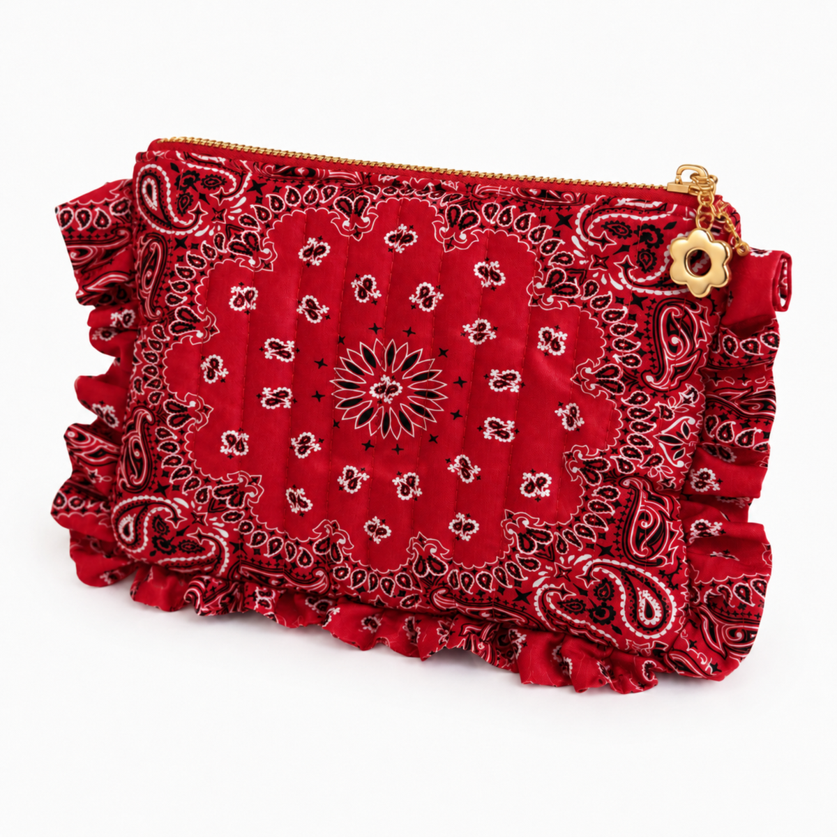 Bandana Ruffle Everything Pouch: Indie Red