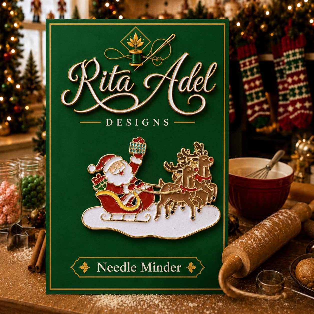 Magnetic Needle Minder ~ Santa & Christmas Reindeer
