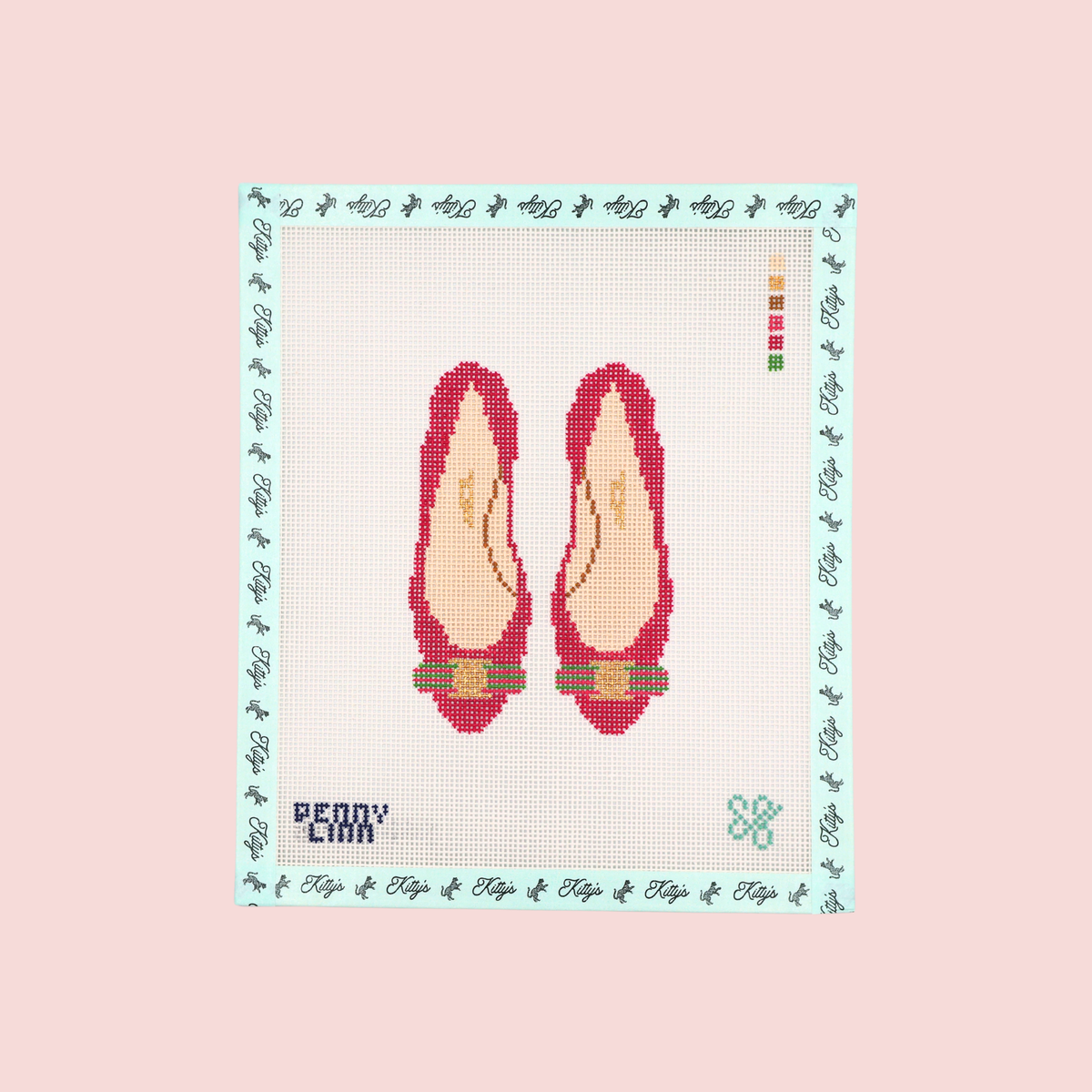 Pink Ferragamos with Green Striped Bow