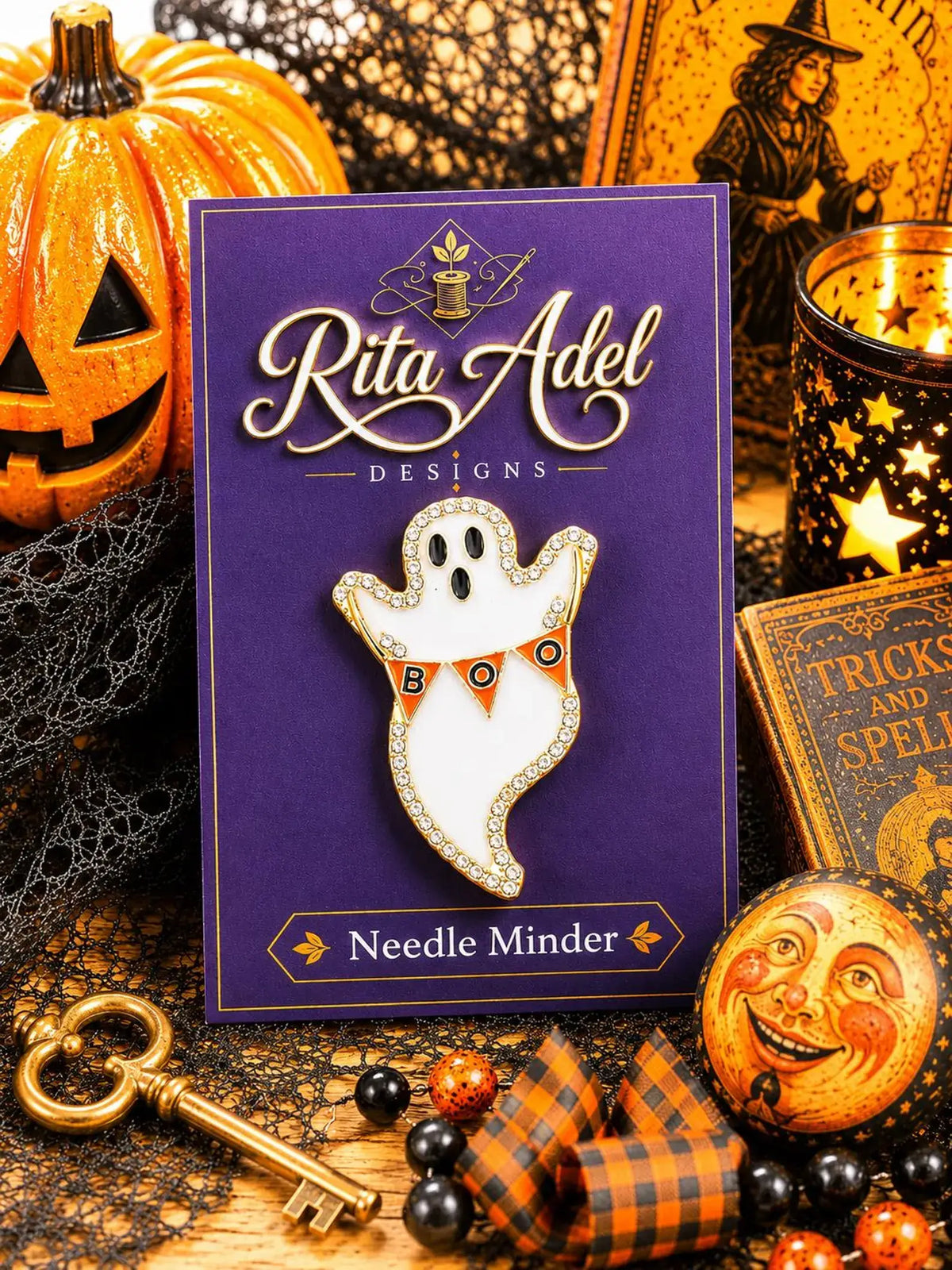 Magnetic Needle Minder ~ Sparkling Boo Ghost Halloween