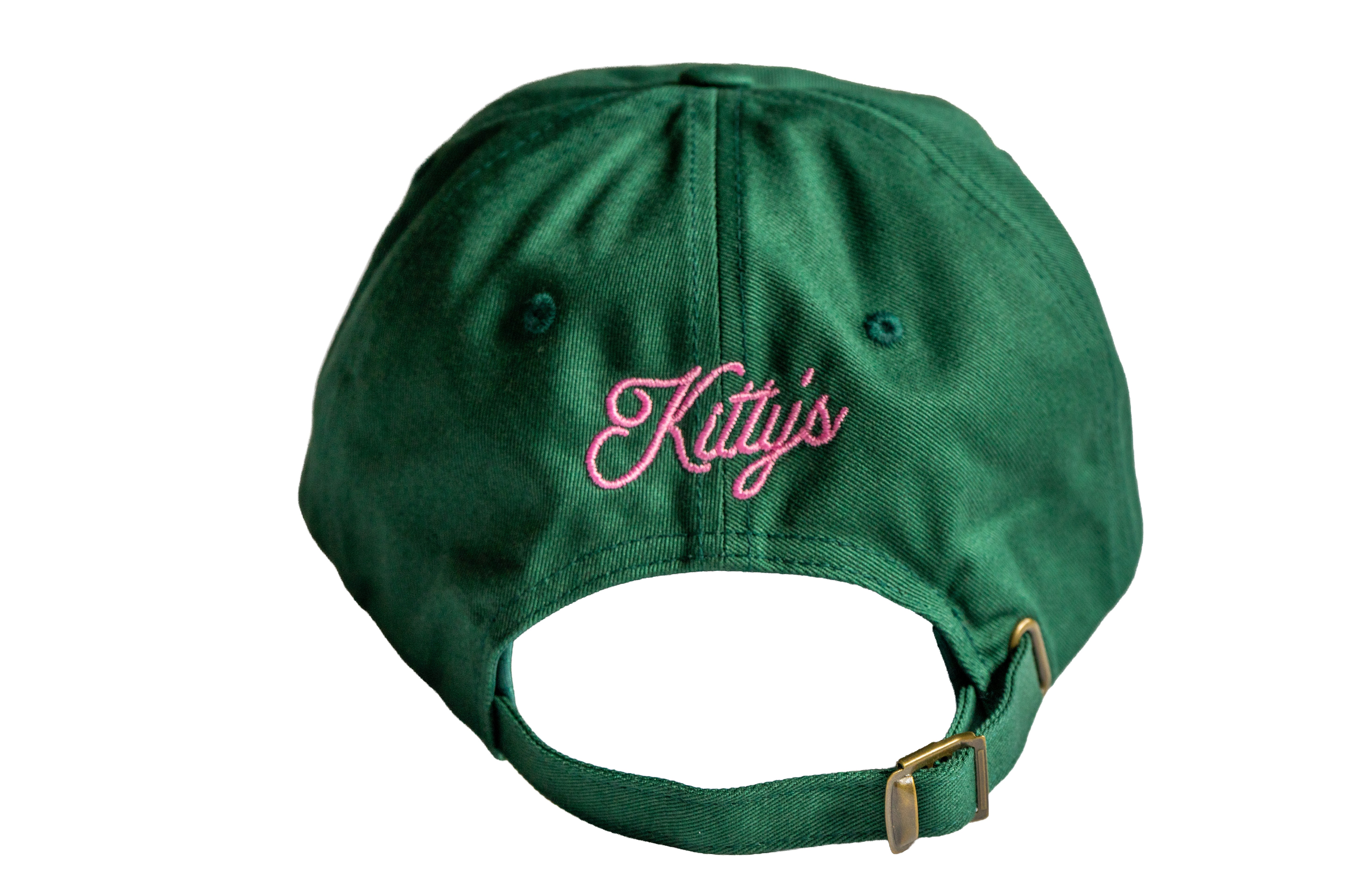 Kitty's Needlepoint Dad Hat (Green / Pink)