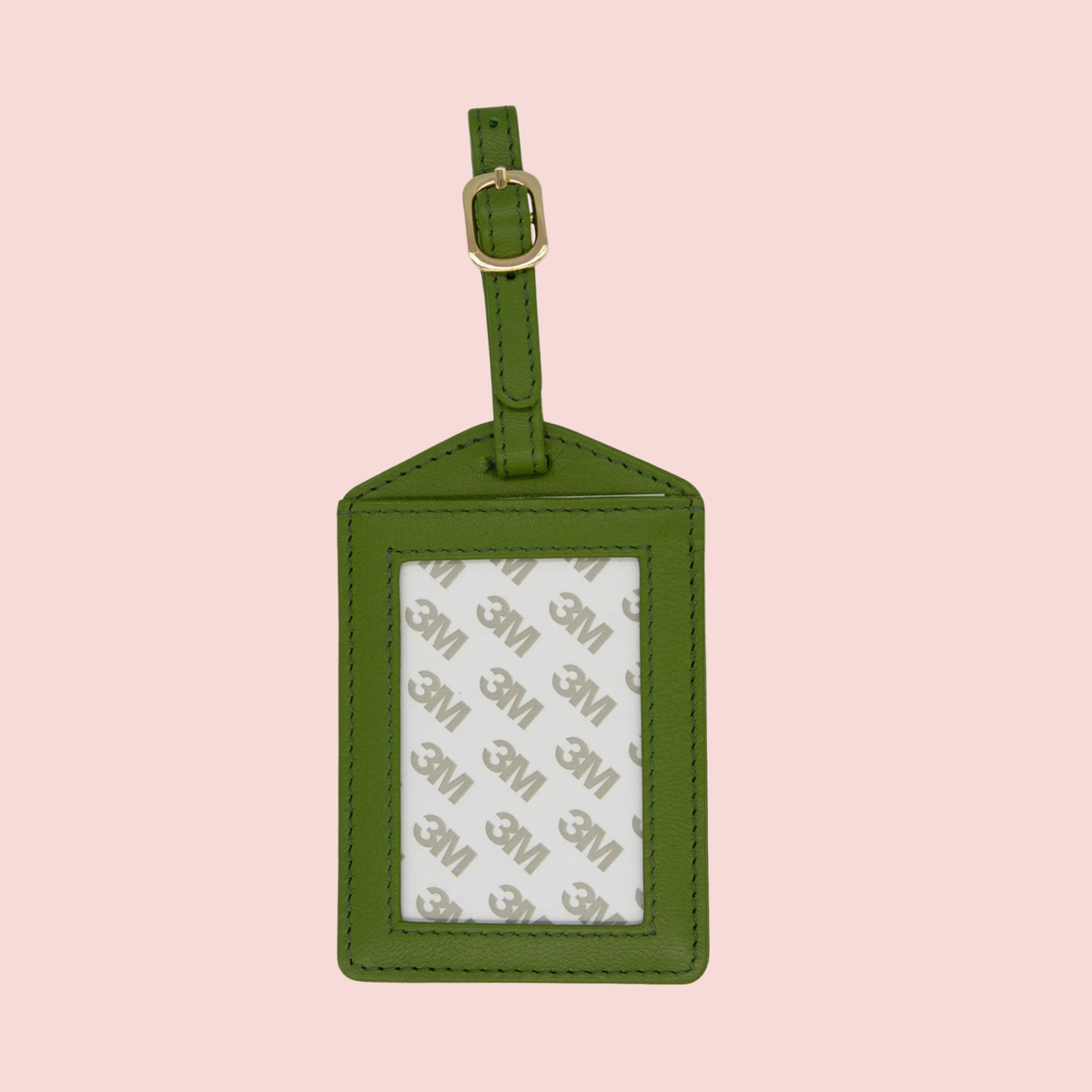 Leather Luggage Tag - Green Olive