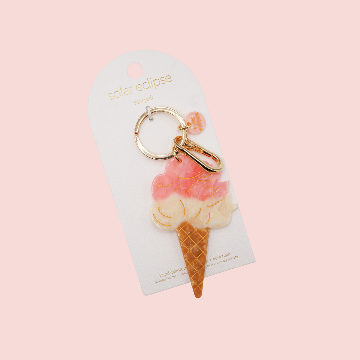 Hand-painted Gelato Bag Charm + Keychain | Eco-Friendly