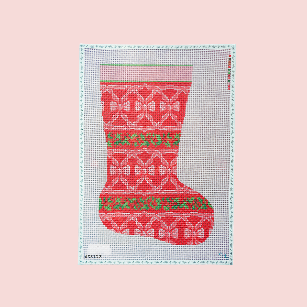Bows and Holly Stocking Canvas
