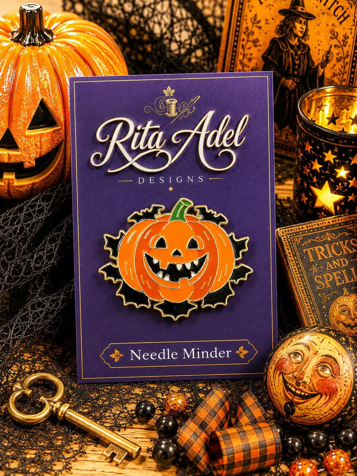 Magnetic Needle Minder ~ Happy Halloween Pumpkin