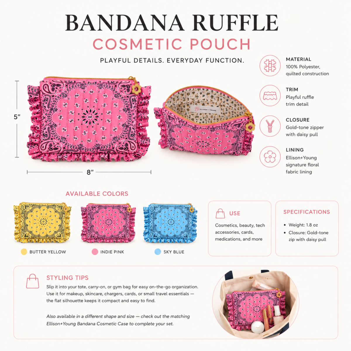Bandana Ruffle Everything Pouch: Indie Red